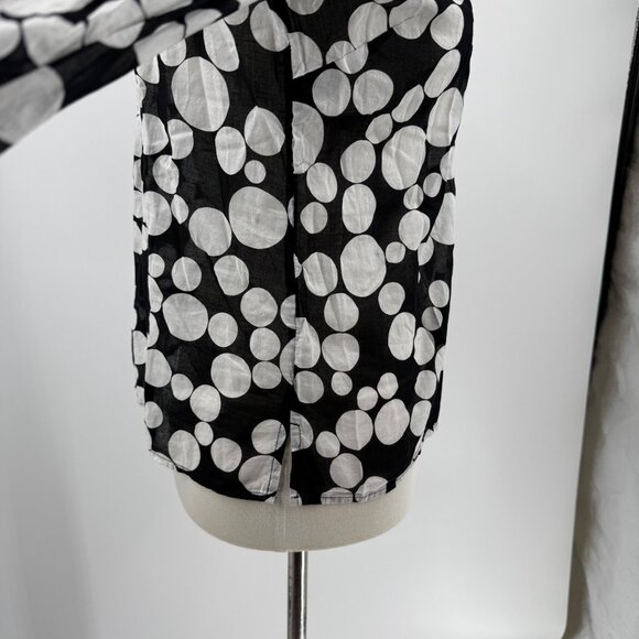 Talbots Petite Black & White Polka Dot Button-Up Blouse  100% Cotton  Made In In - Picture 7 of 10